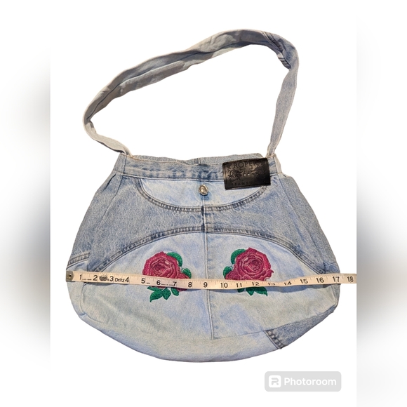 DIANNE Upcycled Denim ~ Tote, Purse, Handbag, 13"tall X 17"wide, Floral Lining - Picture 5 of 6
